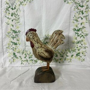 Vintage Hand Carved Wood Rooster Folk Art Farmhouse Decor Primitive 10”
